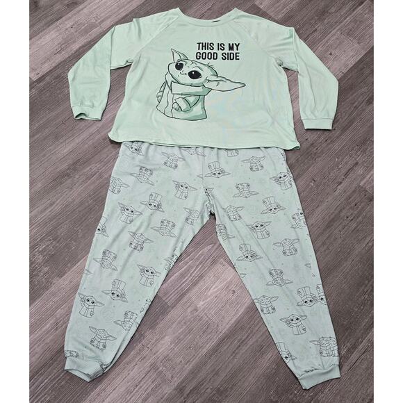 Star Wars Green Mandalorian The Child 2 Piece Pajama Set Soft PJ Top & Pants XL - Picture 11 of 11